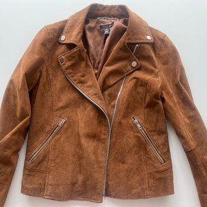 Aqua Cropped Suede Moto Jacket